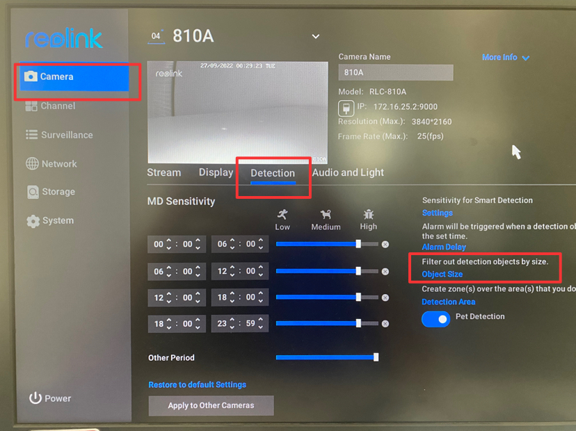 Monitor objective size