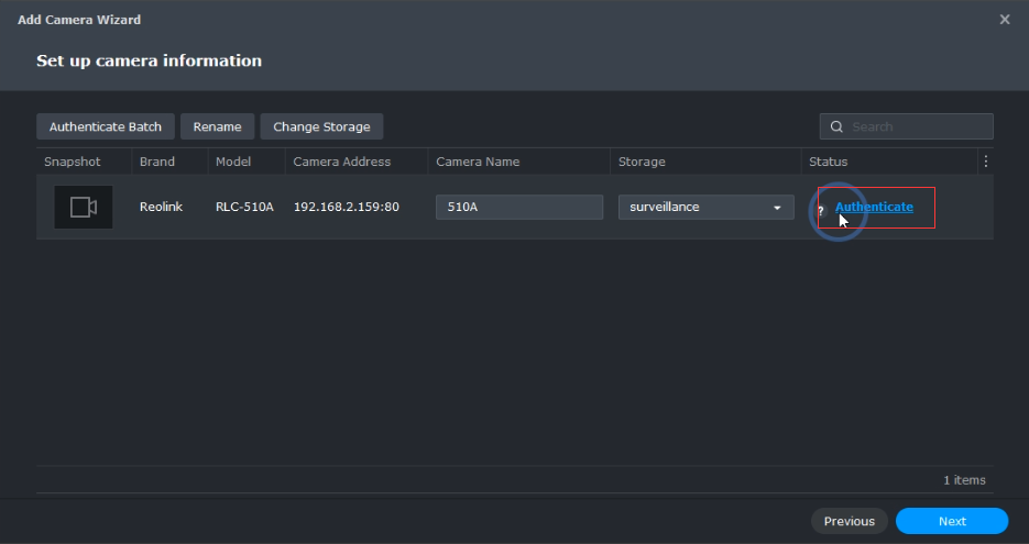 add camera synology