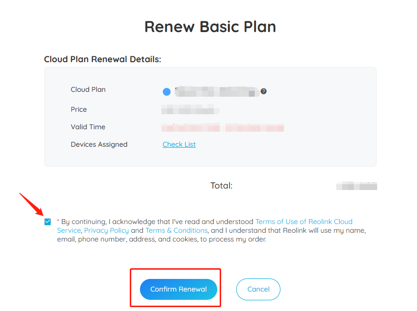 confirm renewal