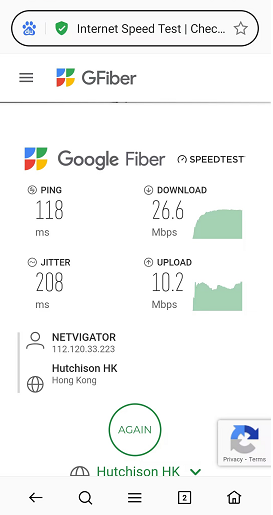 wifi speed test result