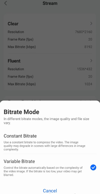 constant bitrate and variable bitrate