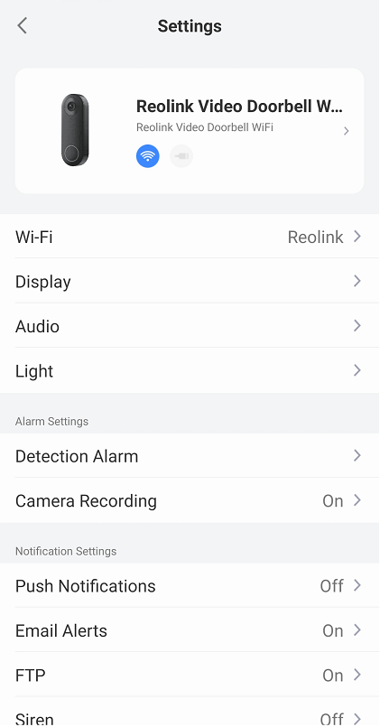 doorbell settings for push notification