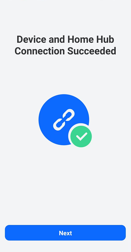 device and home hub connection succeeded