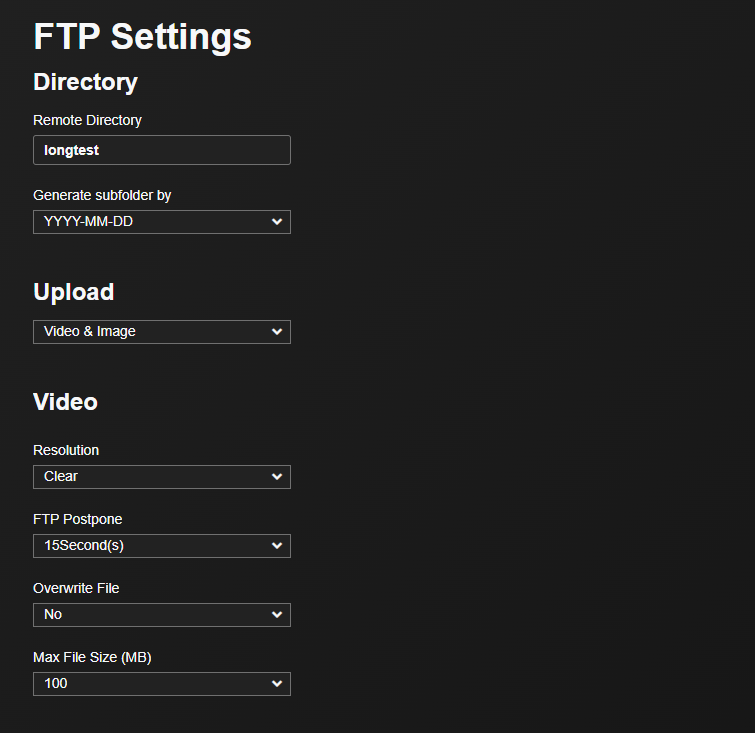 FTP settings