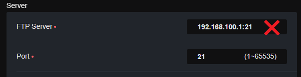 ftp ip address incorrect