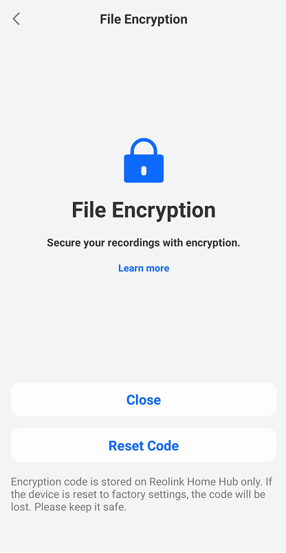 Close or Reset code of File Encryption