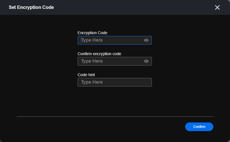 set encryption code new client