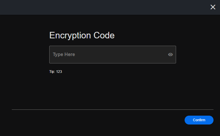 enter encryption code client