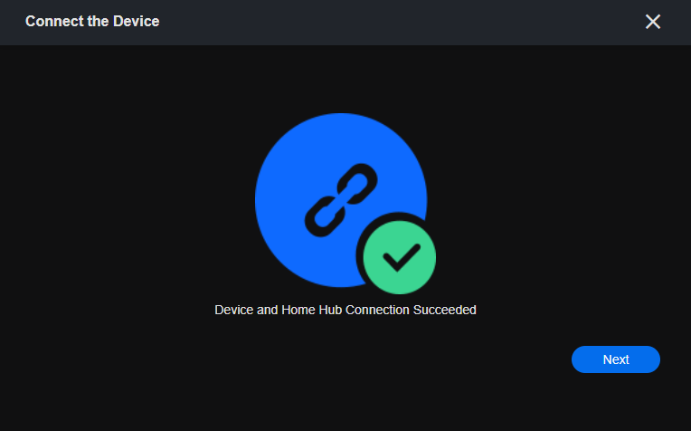 device and hub connection succeeded