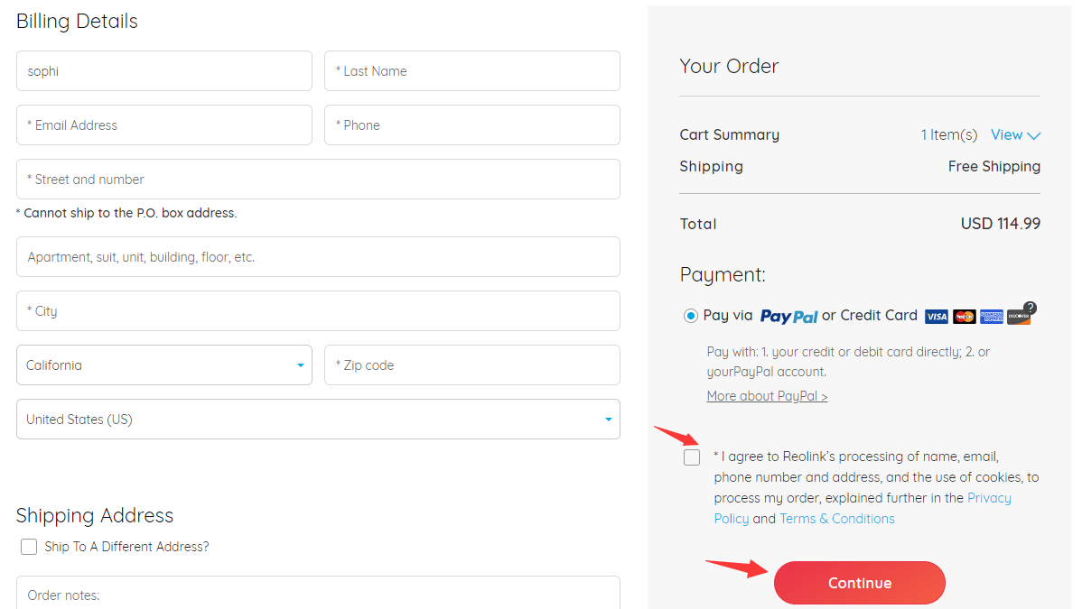 payment details