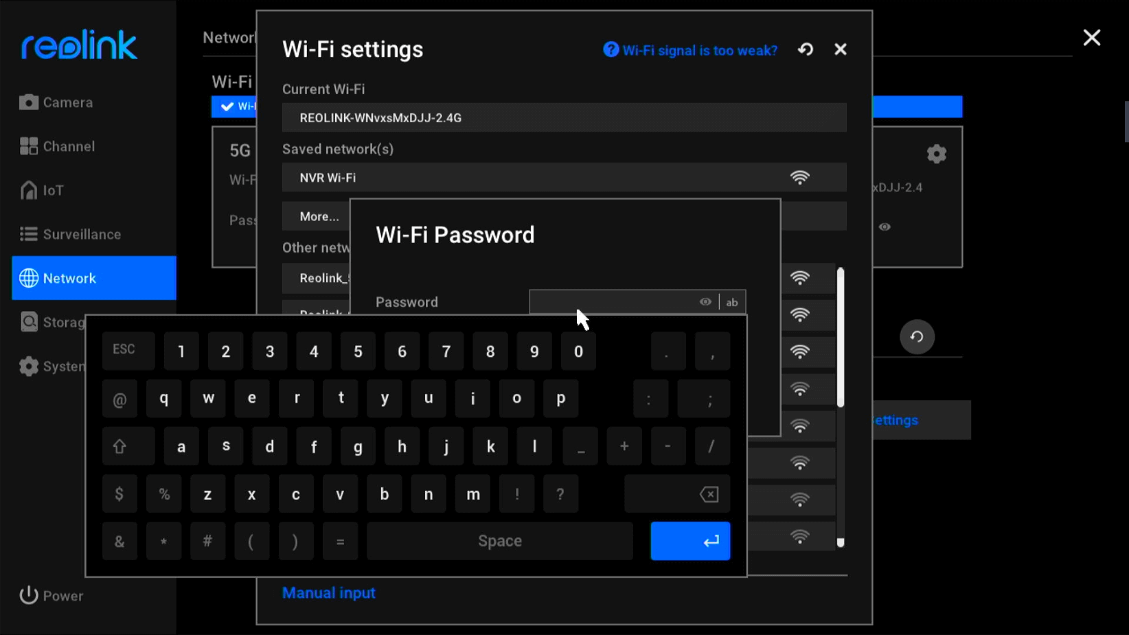 input wifi password