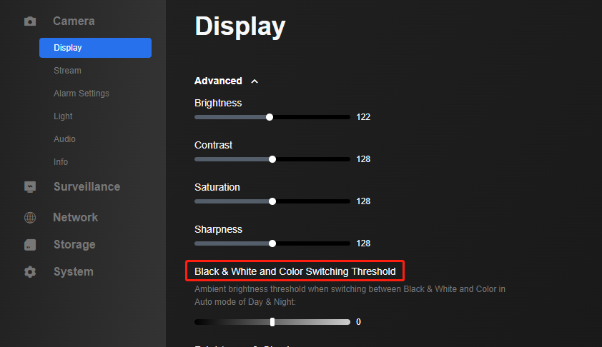 black white and color switch threshold