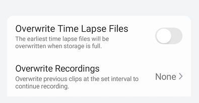 timelapse sd card record overwrite