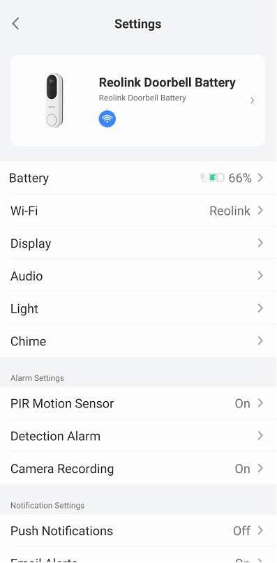 doorbell battery settings