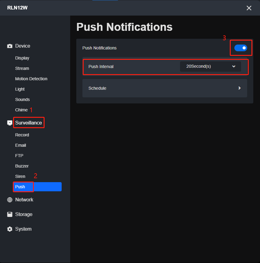 Push Interval option