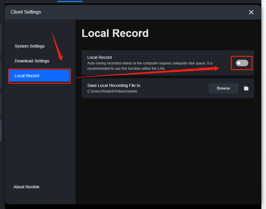 enable record