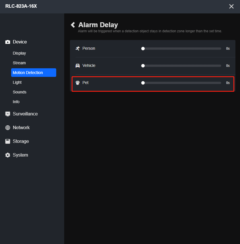 pet alarm delay