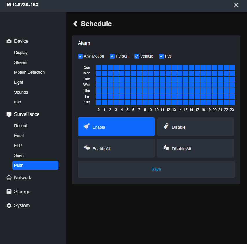 push schedule client