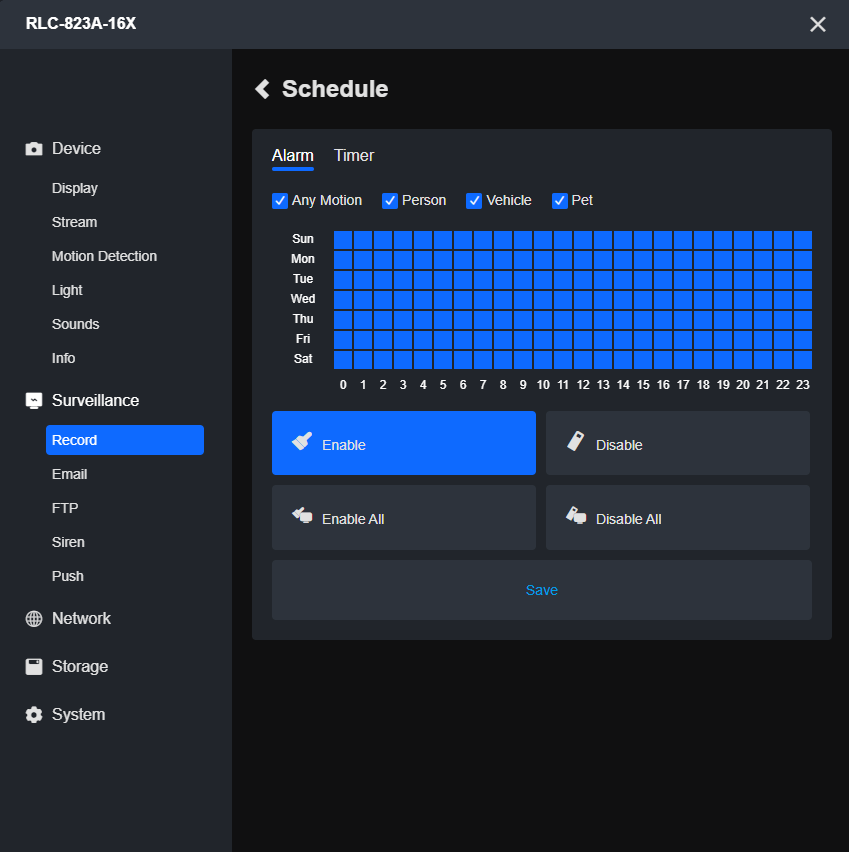 record schedule specific client