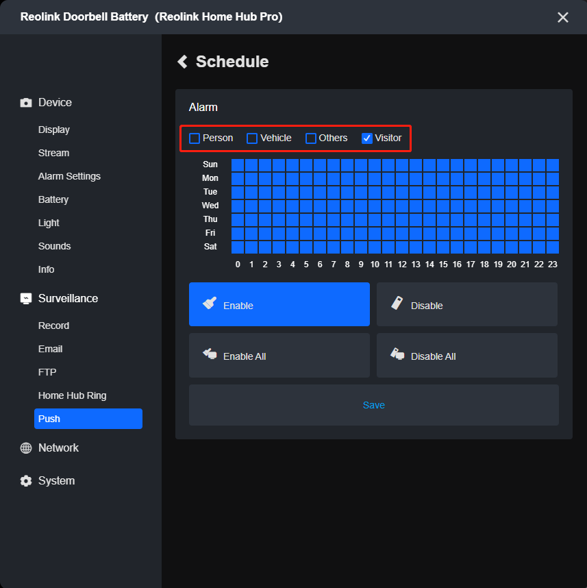 notification option