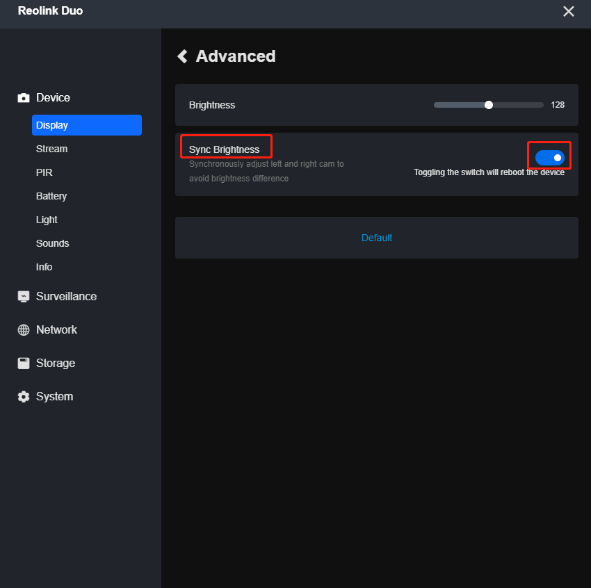 sync brightness