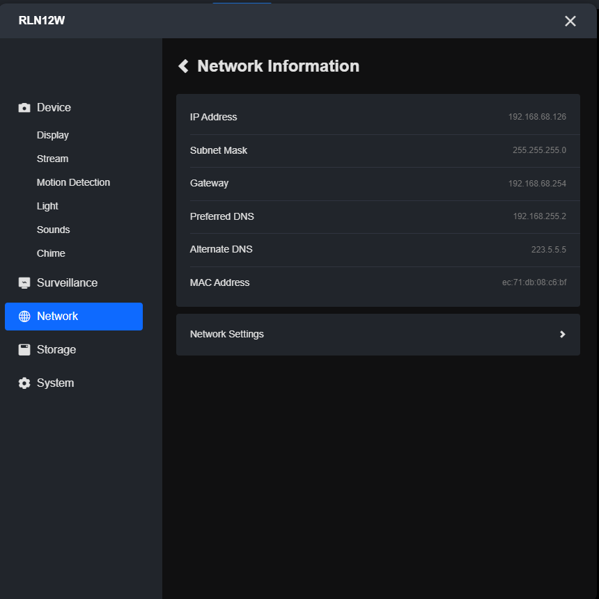 check the network information