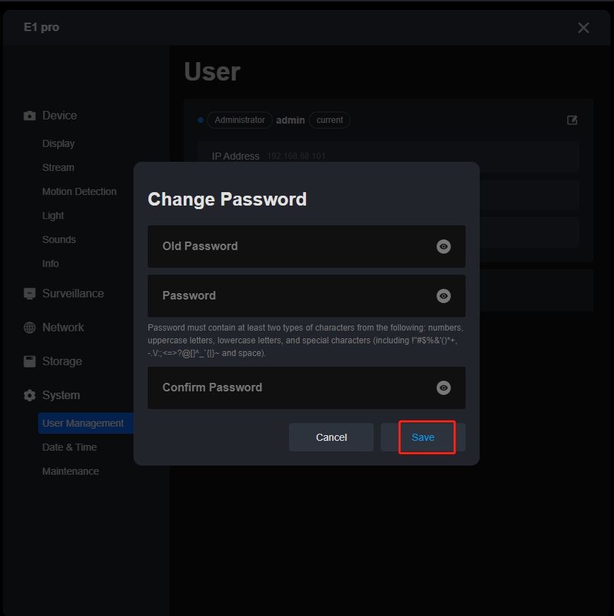 new password