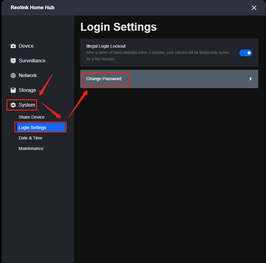 home hub password