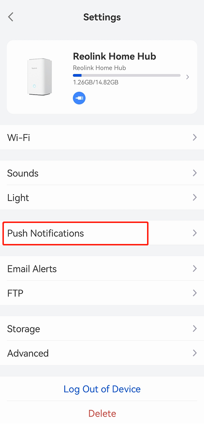 push notification button