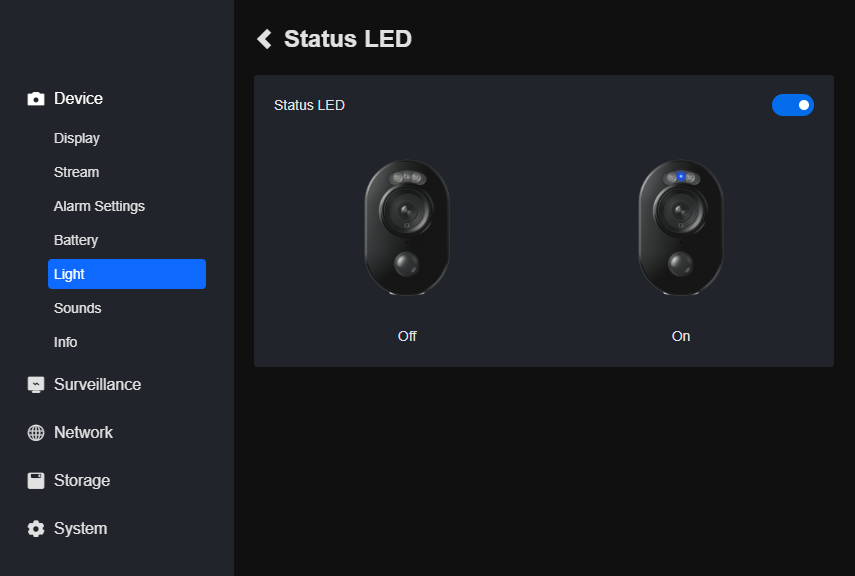 status LED setted