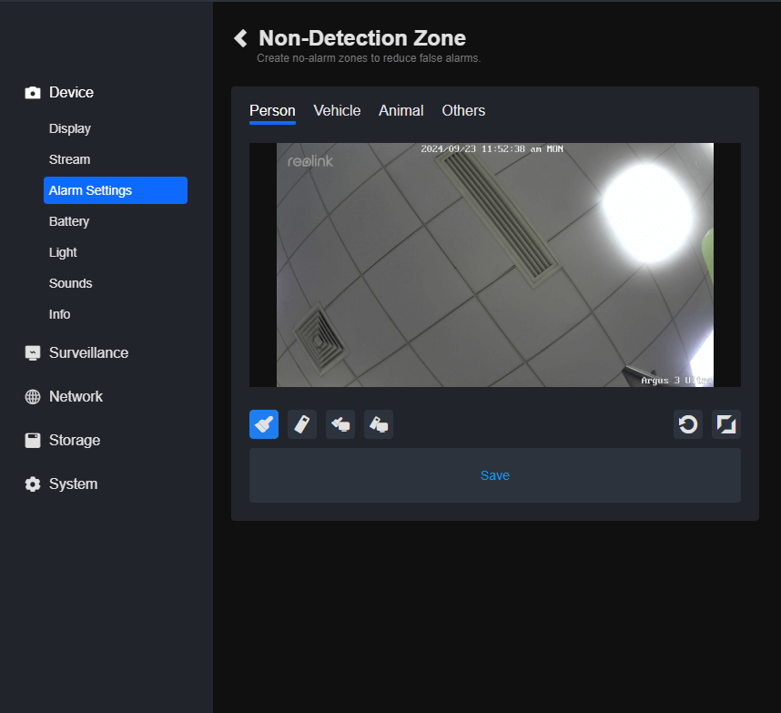 set up non detection zone