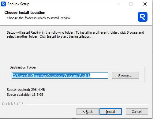 choose install location