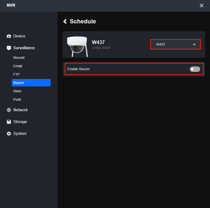 device buzzer NVR