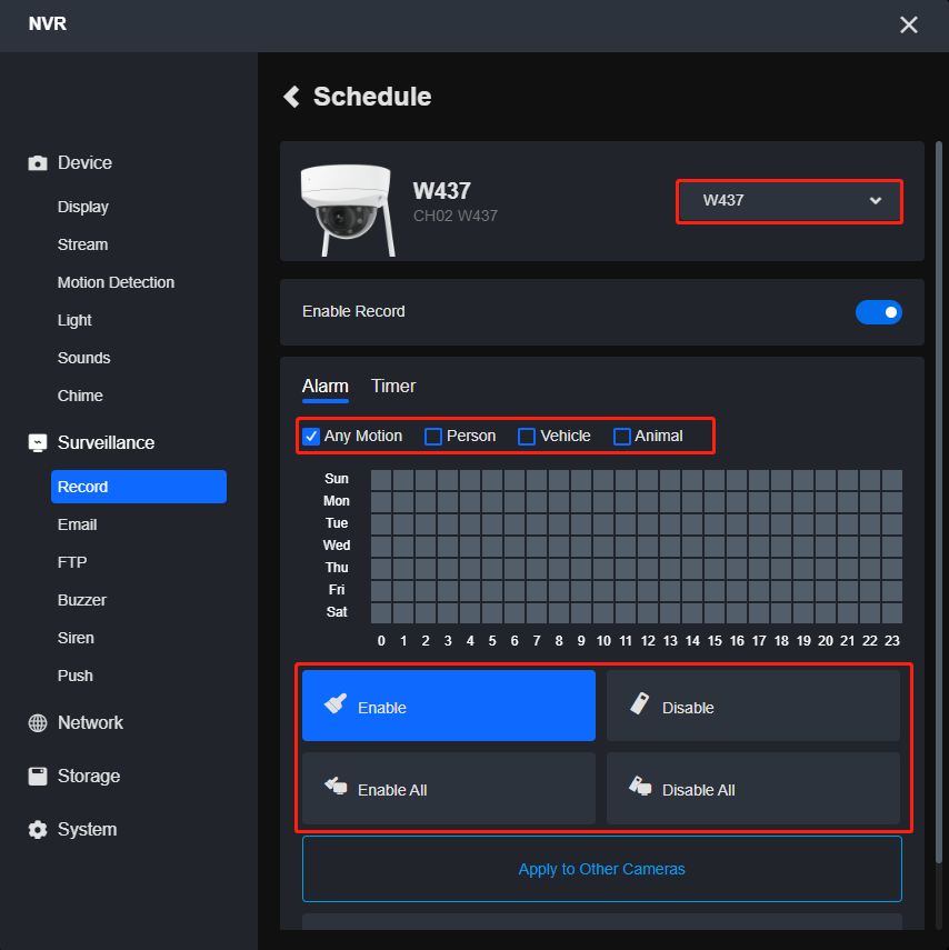 schedule type NVR