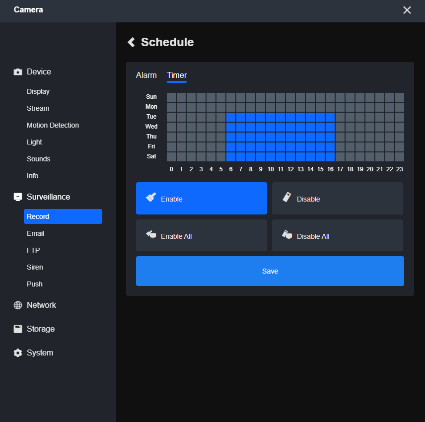 camera timer schedule