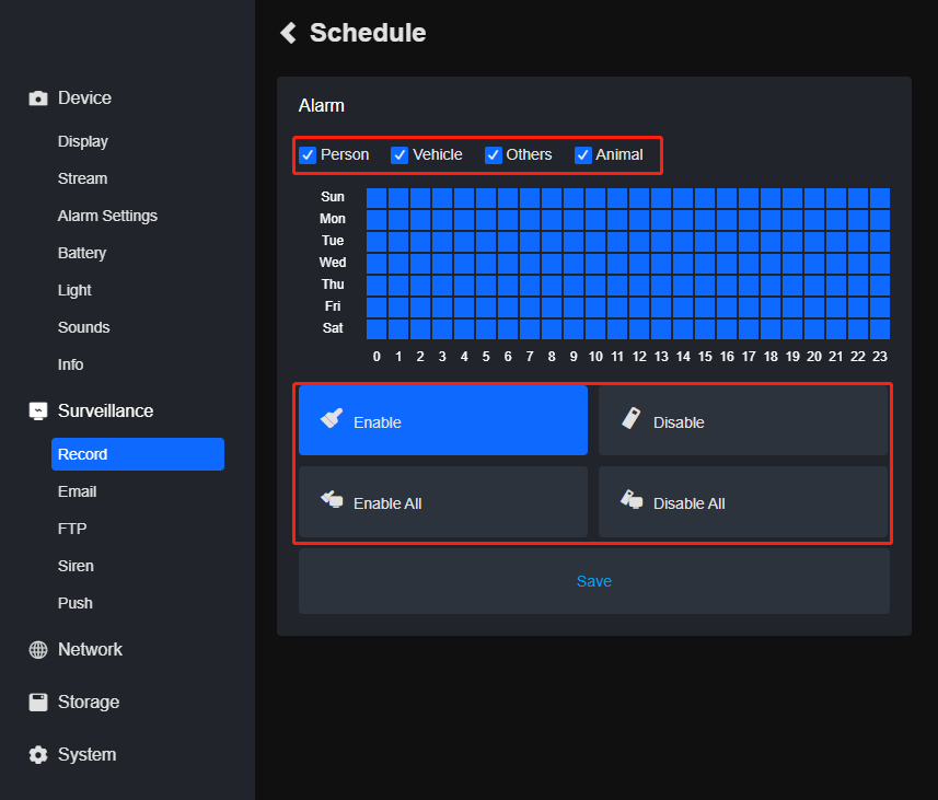 set schedule small ED