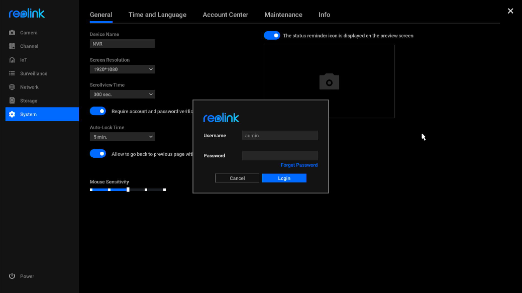 NVR password