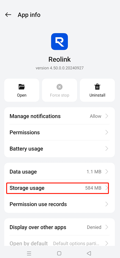 storage usage