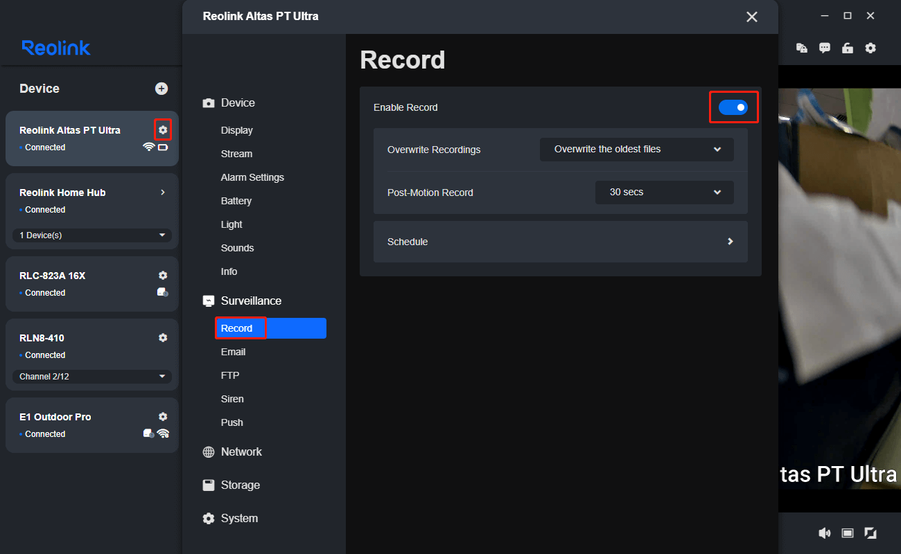 enable record