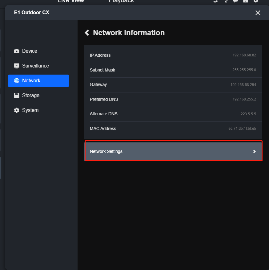 network setting