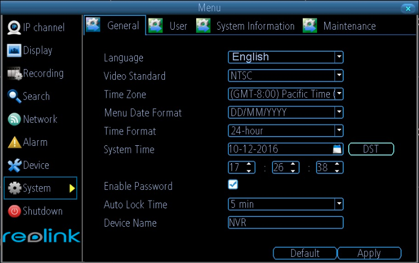 general system on poe nvr