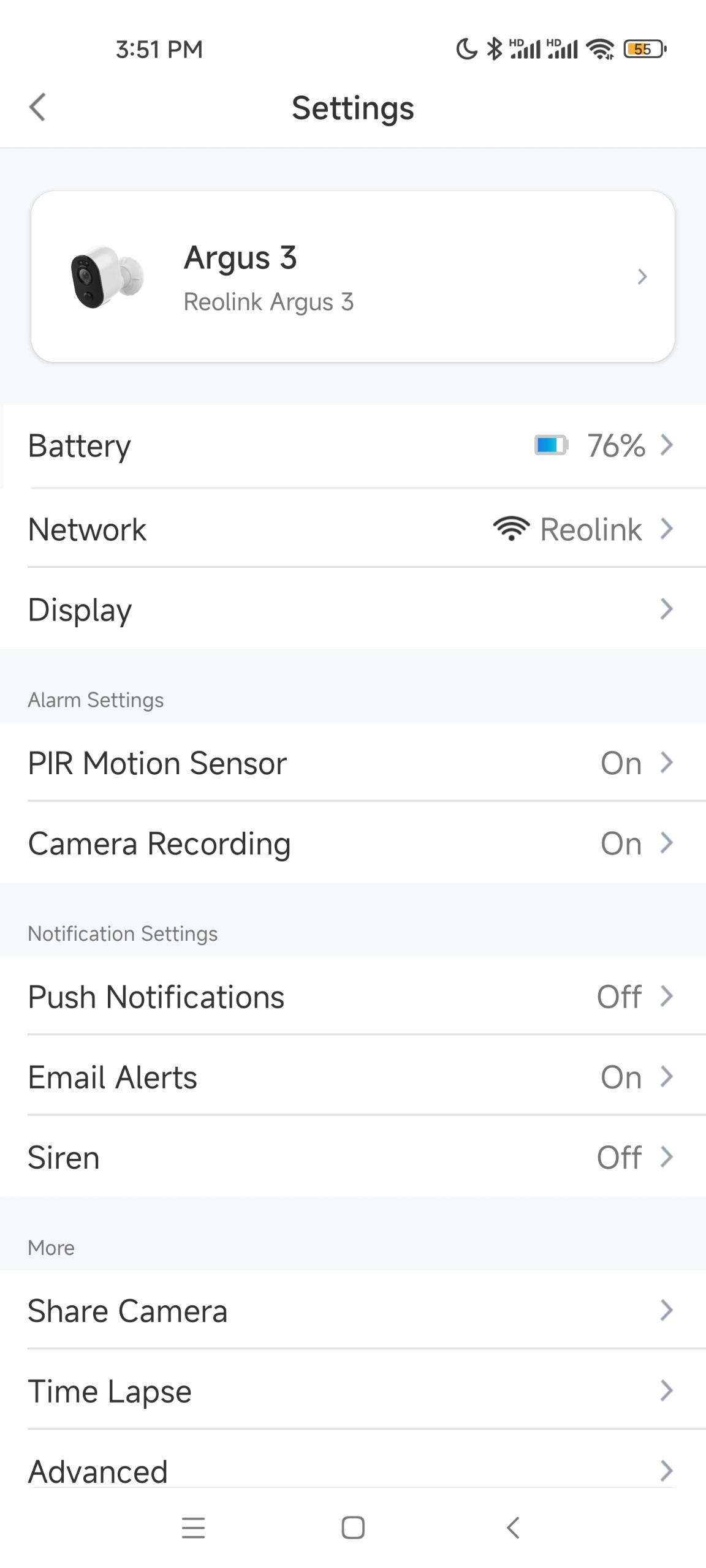 device settings