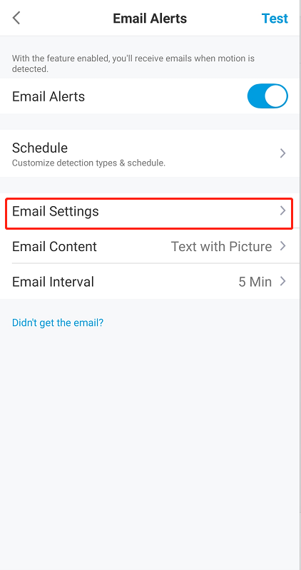 email app settings