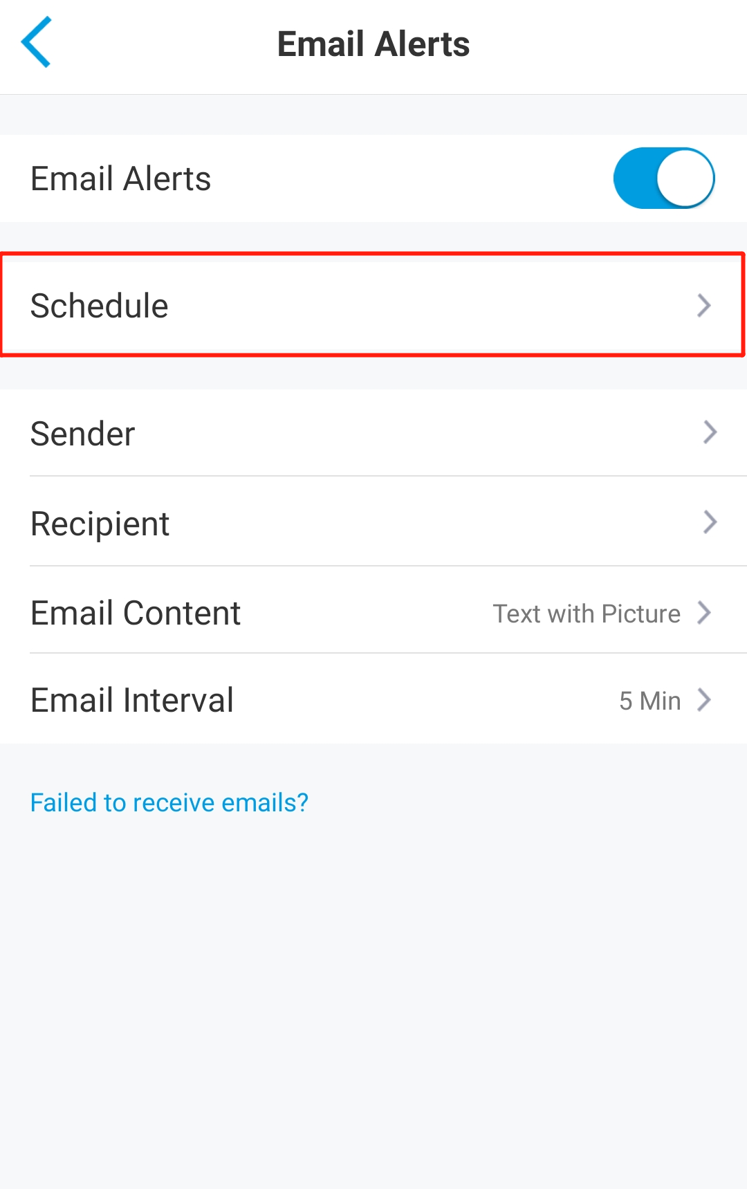 Email schedule