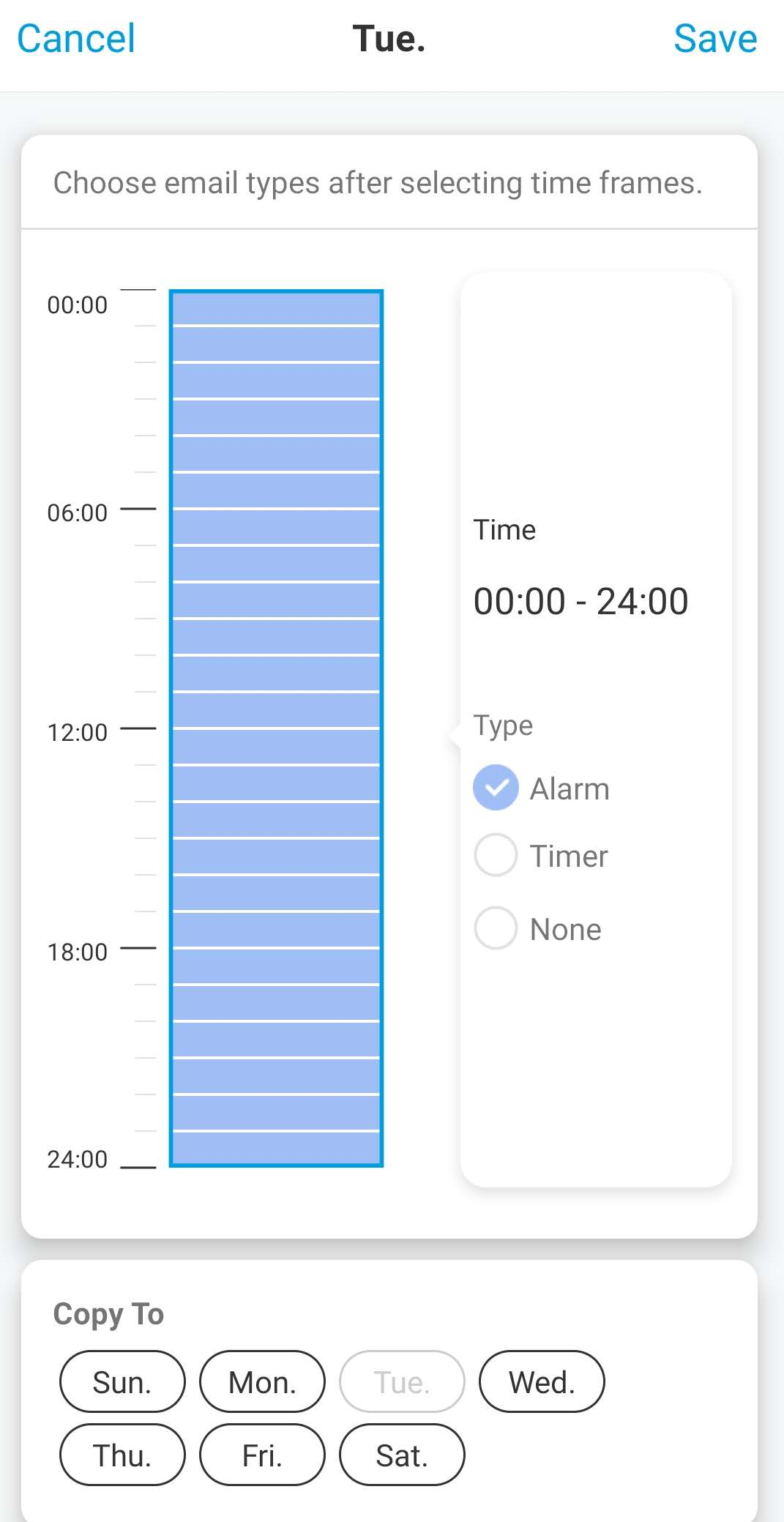 Specific time for email