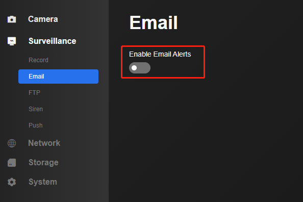 enable email alerts