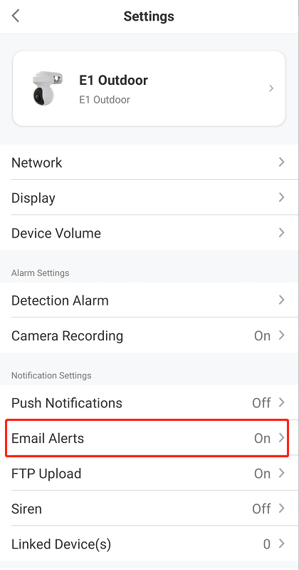 email app settings