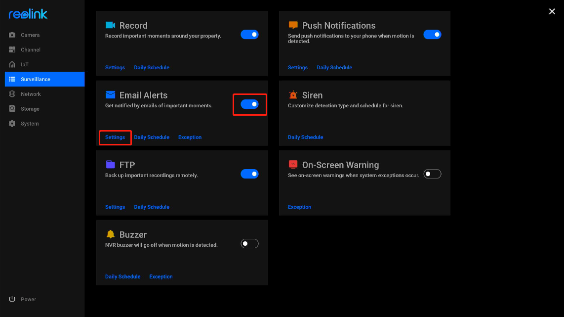 the email alerts