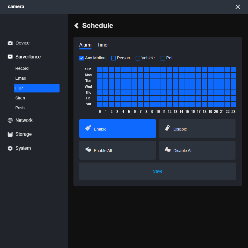 camera FTP schedule