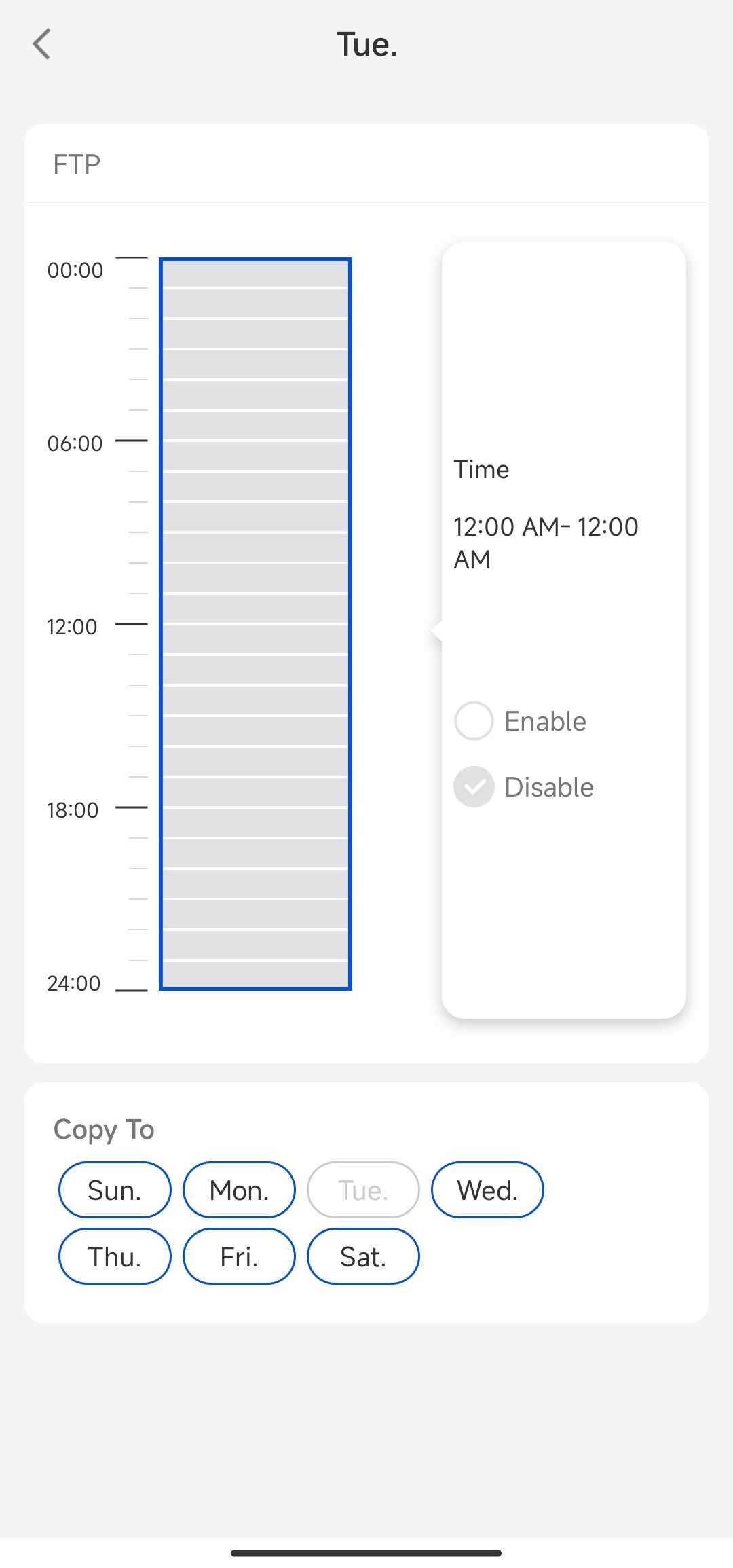 FTP enable timer